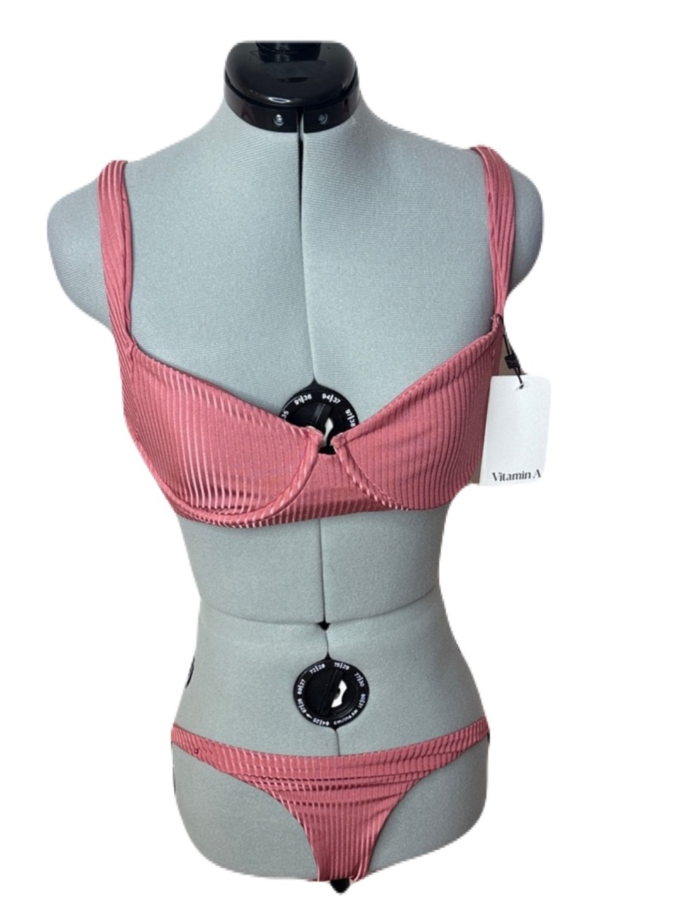 Vitamin A Ribbed Underwire 2 PC Cheeky Bikini Set Luxe Swim